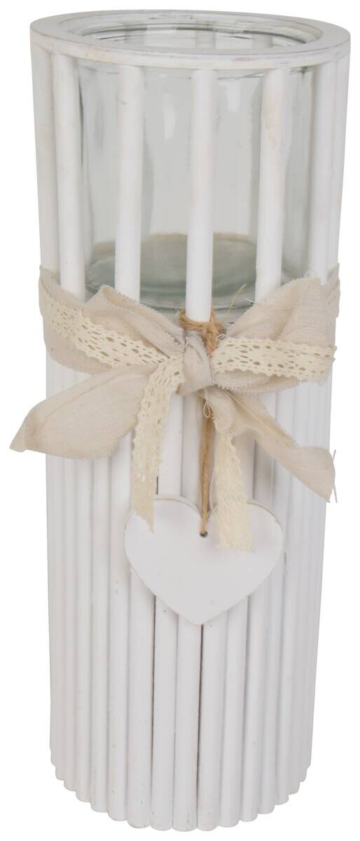 Windlicht weiß Bambus B/H/L: ca. 15x15x46 cm