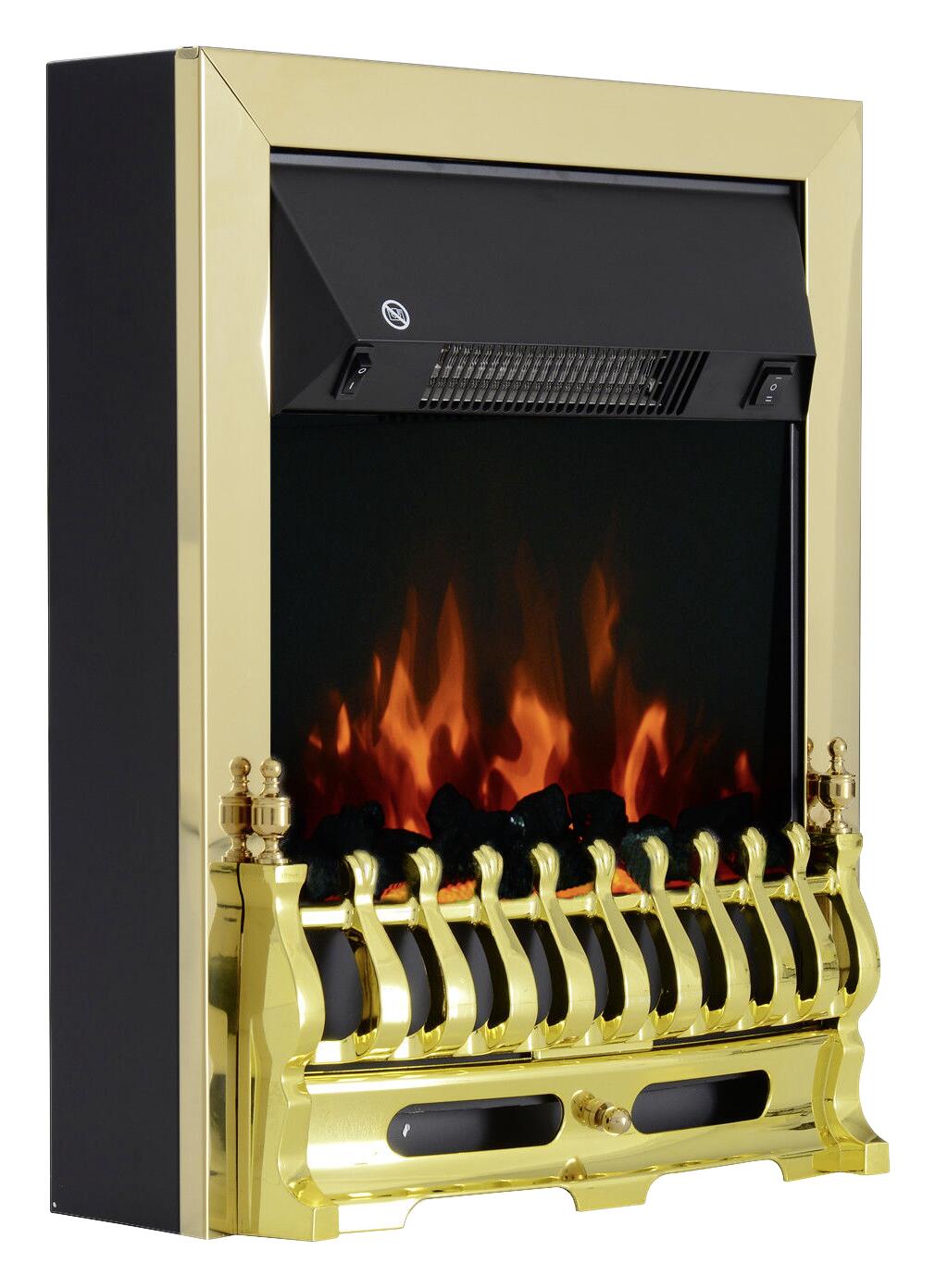 HOMCOM Elektrischer-Kamin 820-043 gold schwarz Metall Kunststoff B/H/T: ca. 48x59x18,5 cm ca. 2000 W