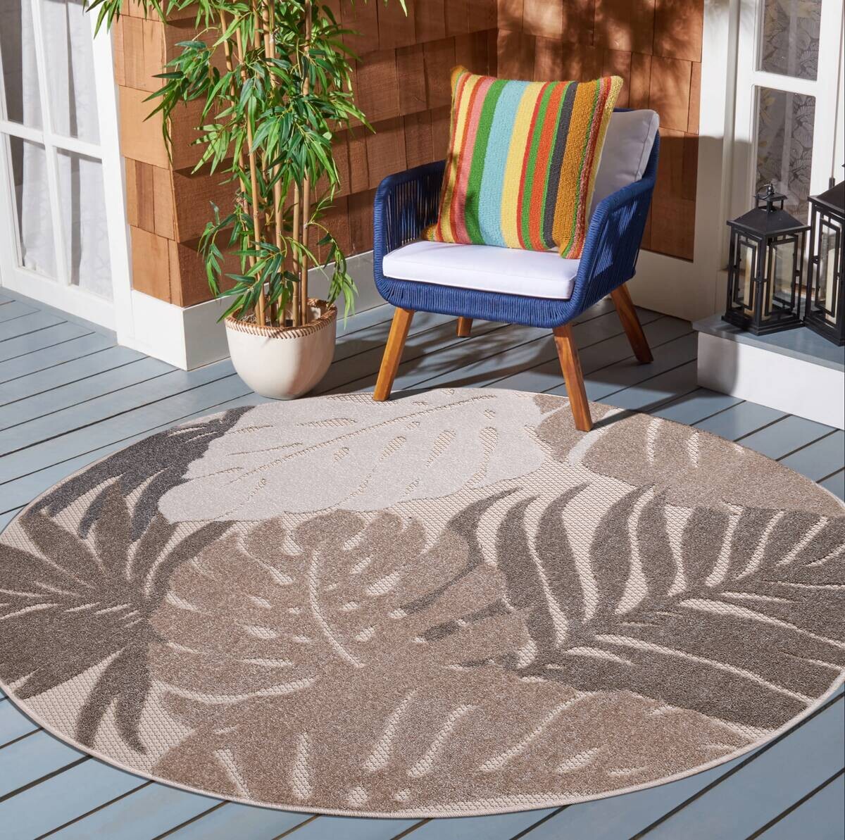 Sanat Outdoorteppich FLORAL beige B/L: ca. 200x200 cm