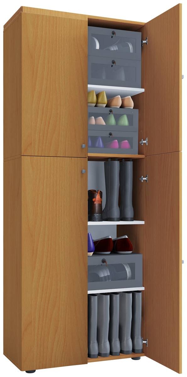 Schuhschrank Lona XXL buche Nachbildung weiß B/H/T: ca. 70x182x39 cm