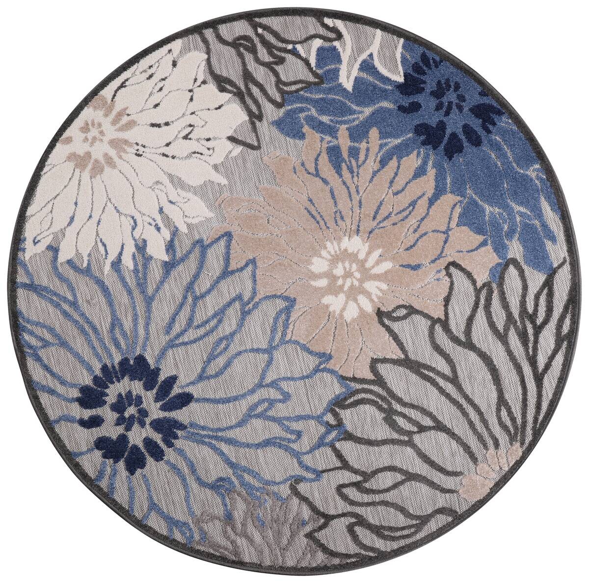 Sanat Outdoorteppich FLORAL grau B/L: ca. 150x150 cm