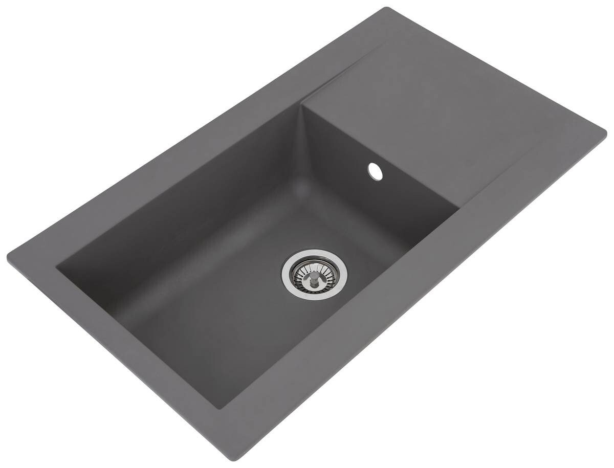 Respekta Einbauspüle Denver 86 x 50 G Beton grau Mineralite B/H/T: ca. 86x20x50 cm