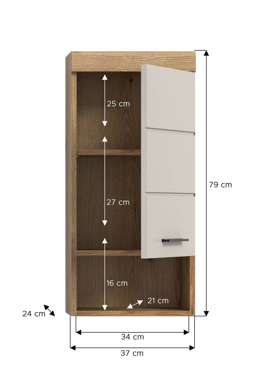 Badhängeschrank Scout Evoke Oak Nachbildung Kaschmirgrau Nachbildung B/H/T: ca. 37x79x24 cm