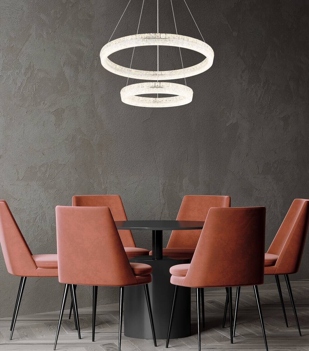 GLOBO Hängeleuchte klar Chrom Acryl Metall Glas H/D: ca. 120x80 cm 1.0 Brennstellen