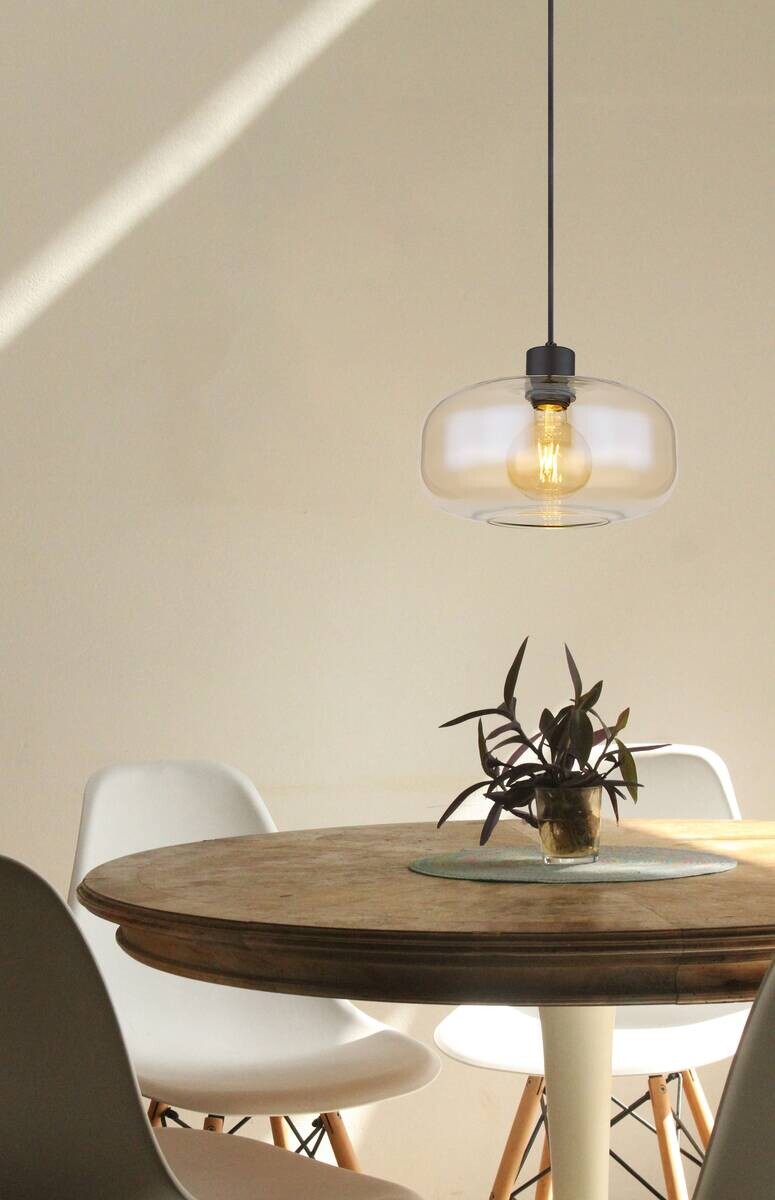 GLOBO Pendelleuchte schwarz Metall H/D: ca. 120x28 cm E27 1 Brennstellen