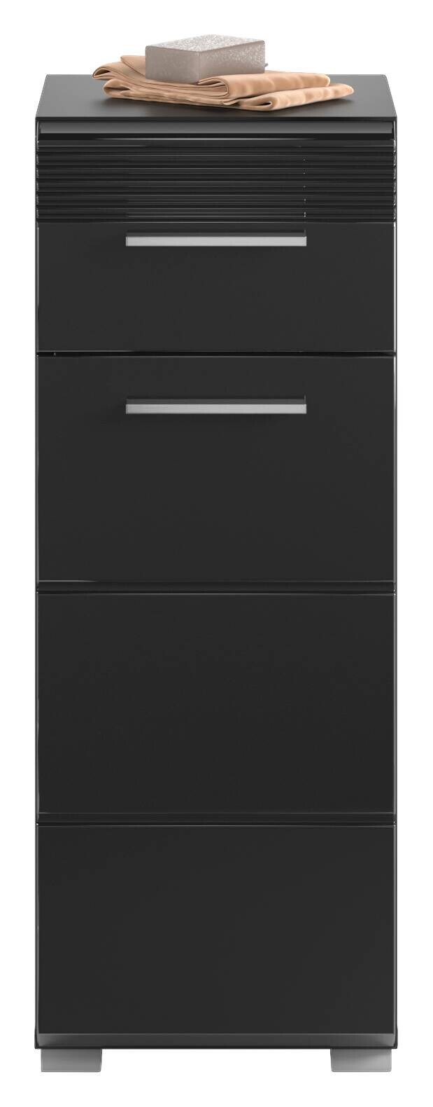 Badhochschrank LINUS schwarz schwarz Hochglanz B/H/T: ca. 30x80x31 cm
