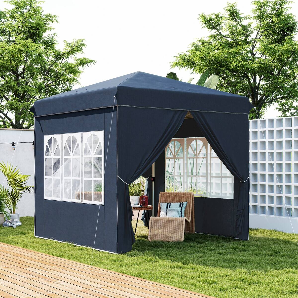 Outsunny Pavillon blau Polyester B/H/L: ca. 248x270x248 cm