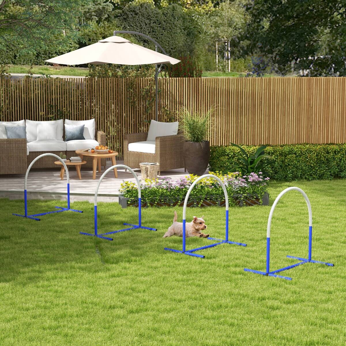 PawHut Hunde-Agility-Set blau Kunststoff B/H/L: ca. 64x95x88 cm