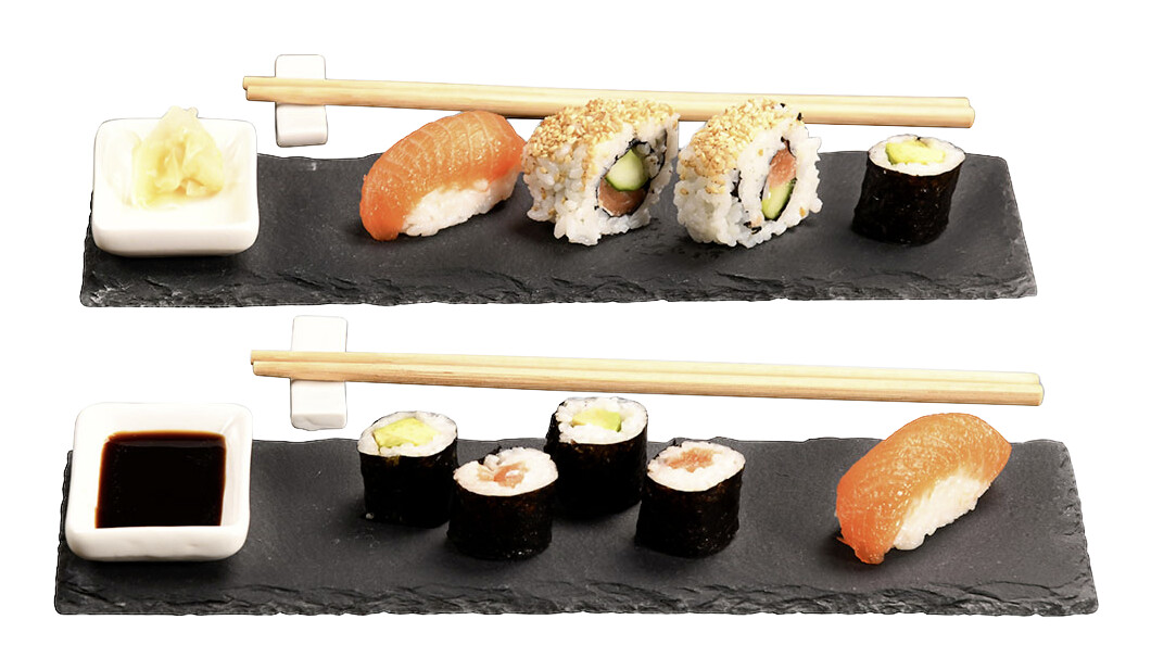 Kesper Sushi-Set grau Schiefer B/L: ca. 10x30 cm