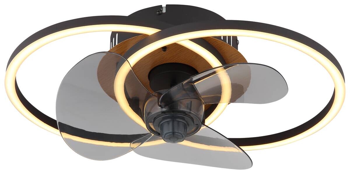 GLOBO Deckenventilator Karen schwarz dunkelbraun B/H/T: ca. 28x14,4x42 cm max. 24 W