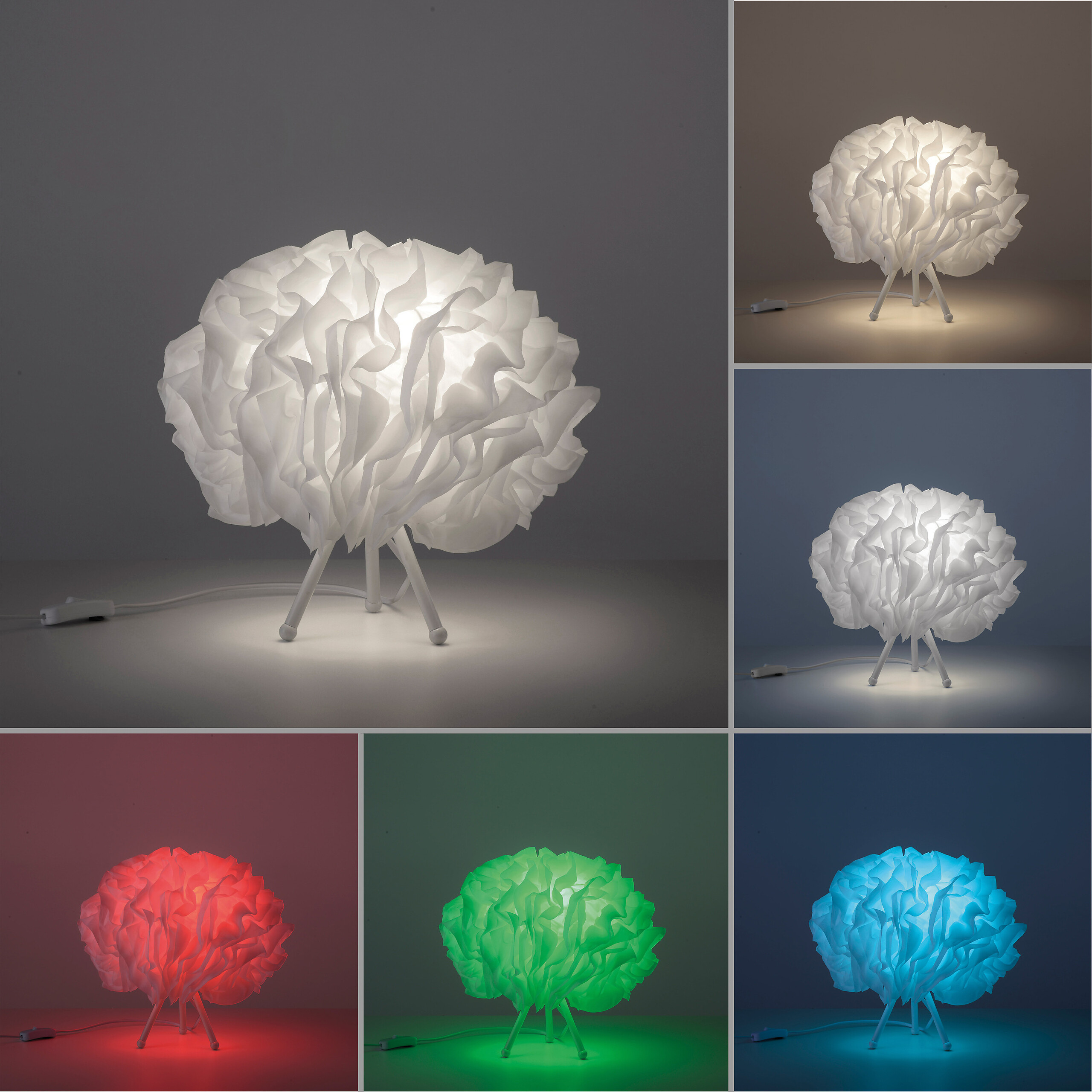 Just Light Smarte Tischleuchte PN11211-16 Naomi weiß Eisen Kunststoff Stoff H/D: ca. 30x35 cm E27 1 Brennstellen