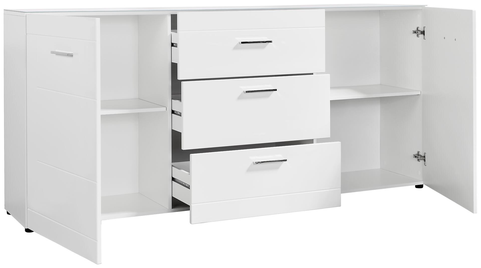 Sideboard Atlanta weiß Hochglanz perlweiß Optik B/H/T: ca. 192x88x40 cm