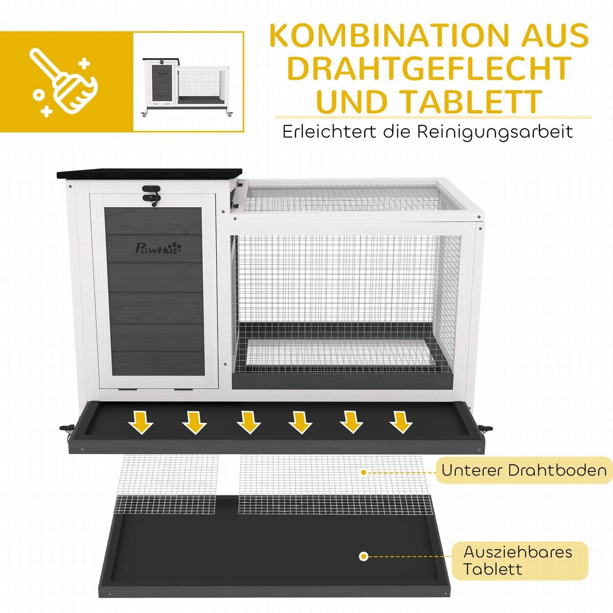 PawHut Kaninchenstall dunkelgrau Stahl B/H/L: ca. 52x67x92 cm