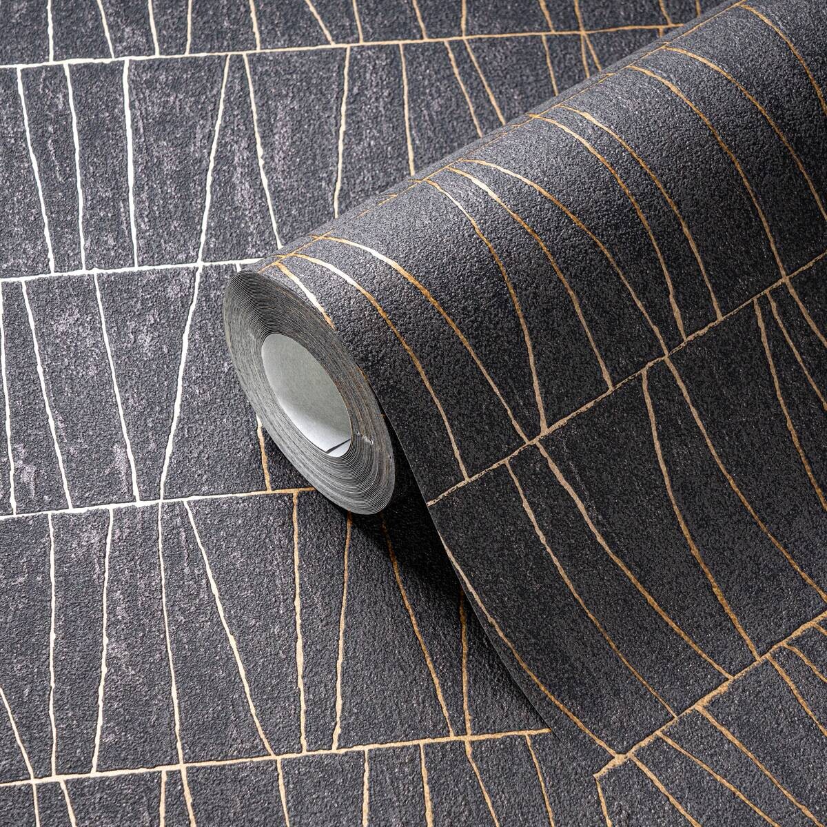 A.S.Creation Vliestapete gold schwarz anthrazit B/H/D: ca. 53x1005x8,4 cm