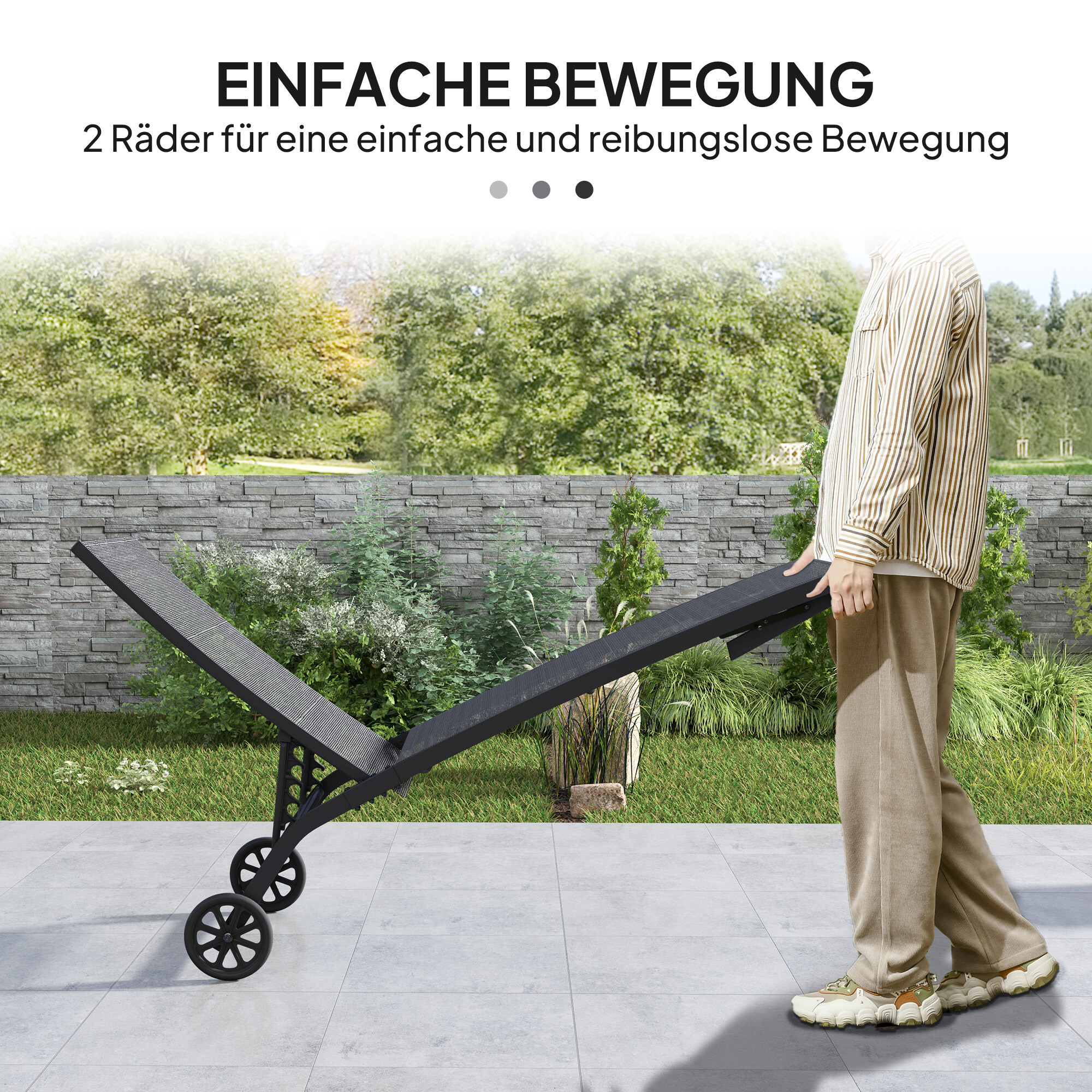 Outsunny Sonnenliege schwarz Aluminium B/H/L: ca. 165x102x66 cm