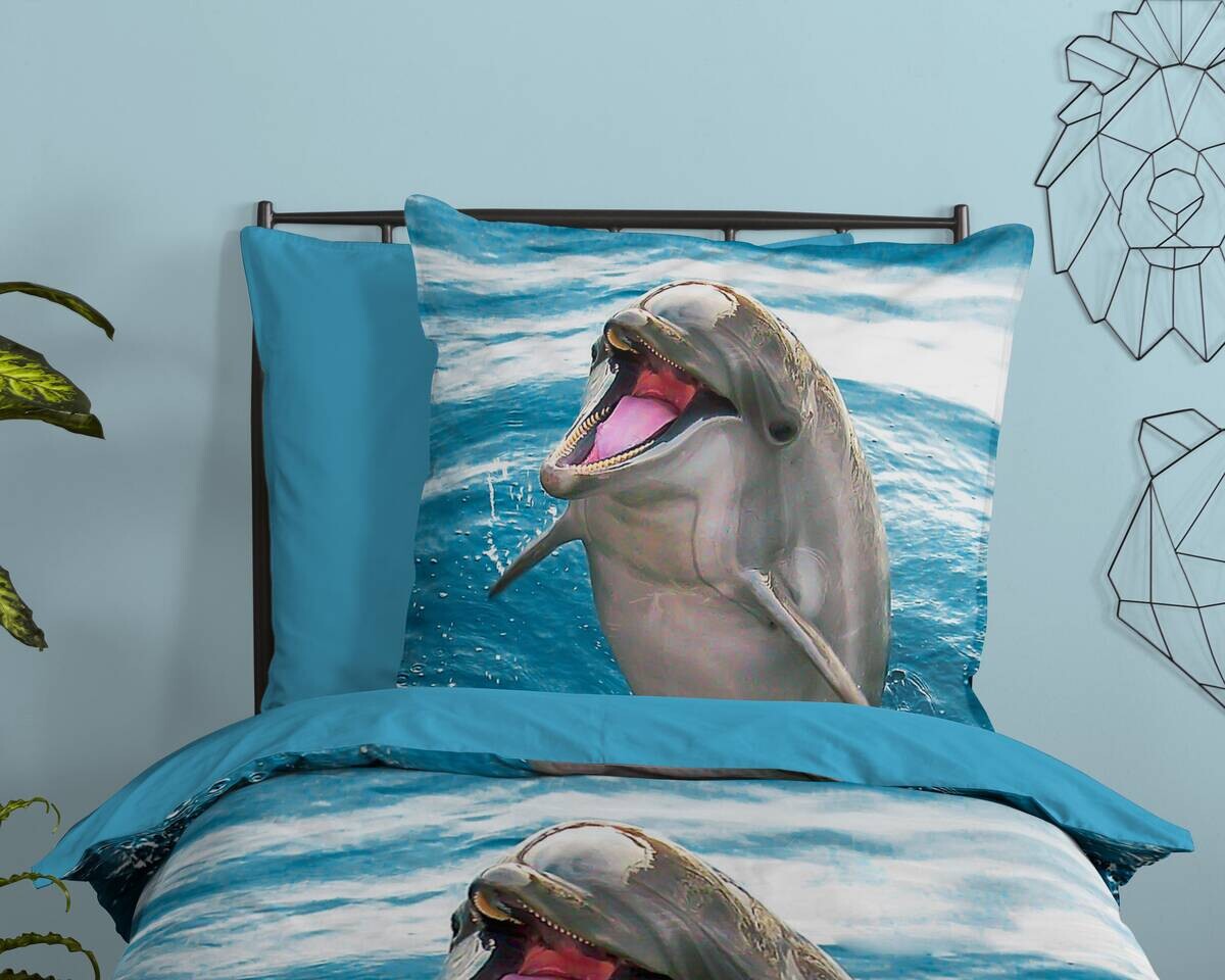 Baumwoll Bettwäsche Jump blau Baumwolle B/L: ca. 135x200 cm