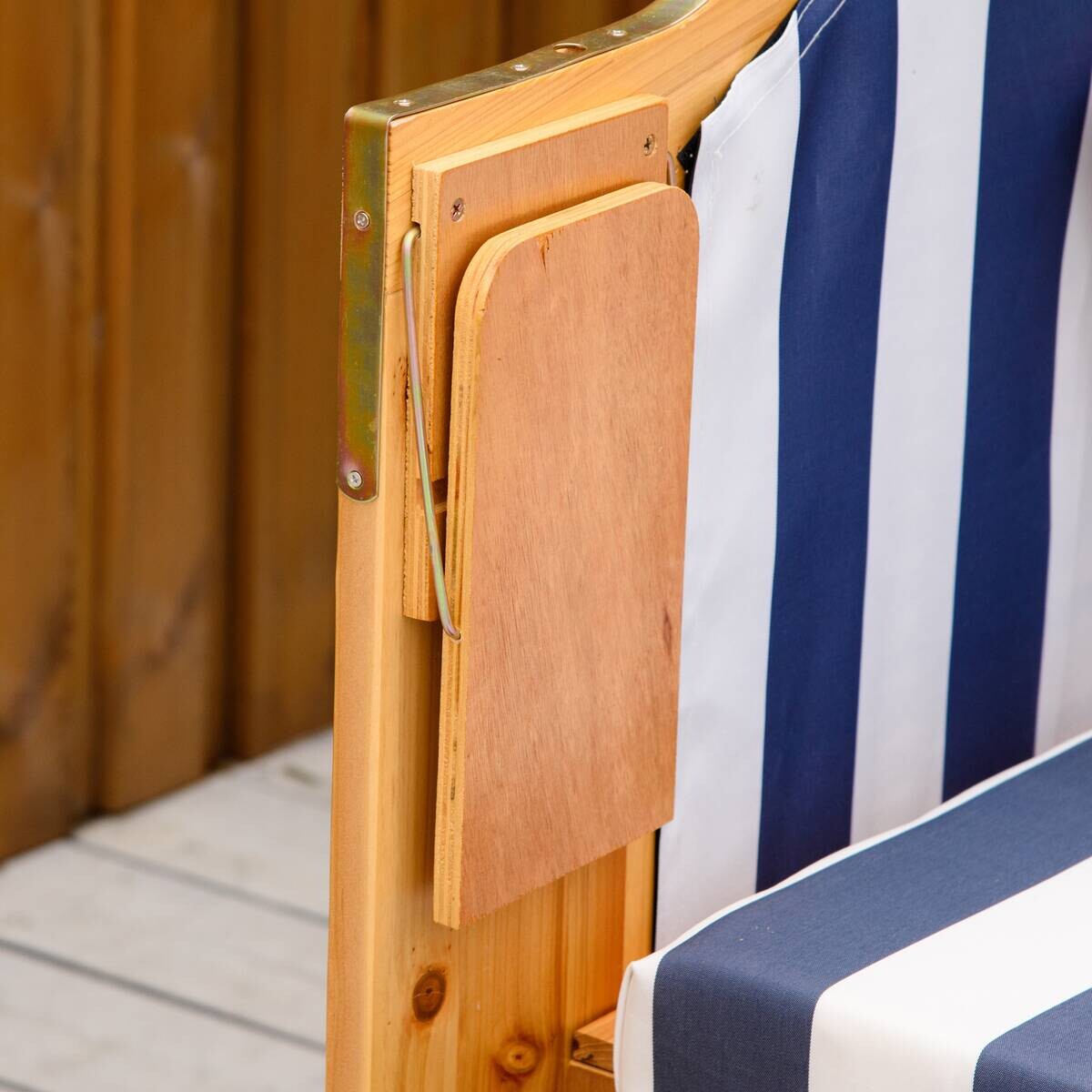 Outsunny Strandkorb blau Holz B/H/L: ca. 79x118x160 cm