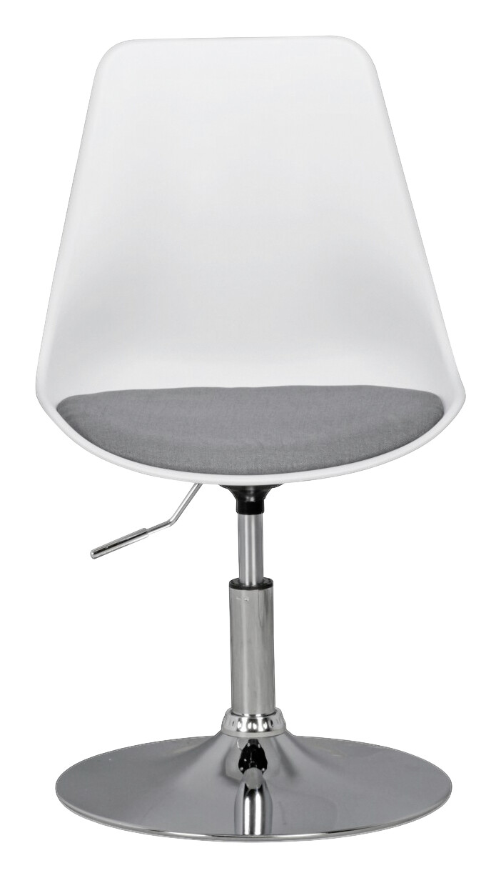 Drehstuhl weiß grau Chrom Kunststoff Stoff Metall