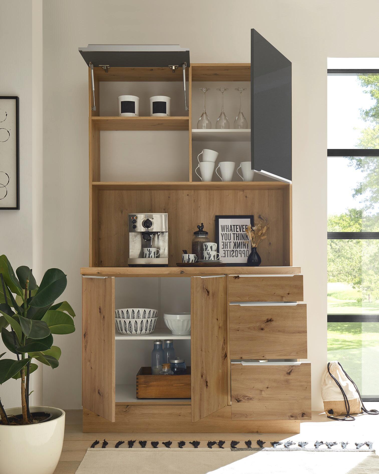 Respekta Küchenbuffet Marleen grau matt B/H/T: ca. 120x211x60 cm