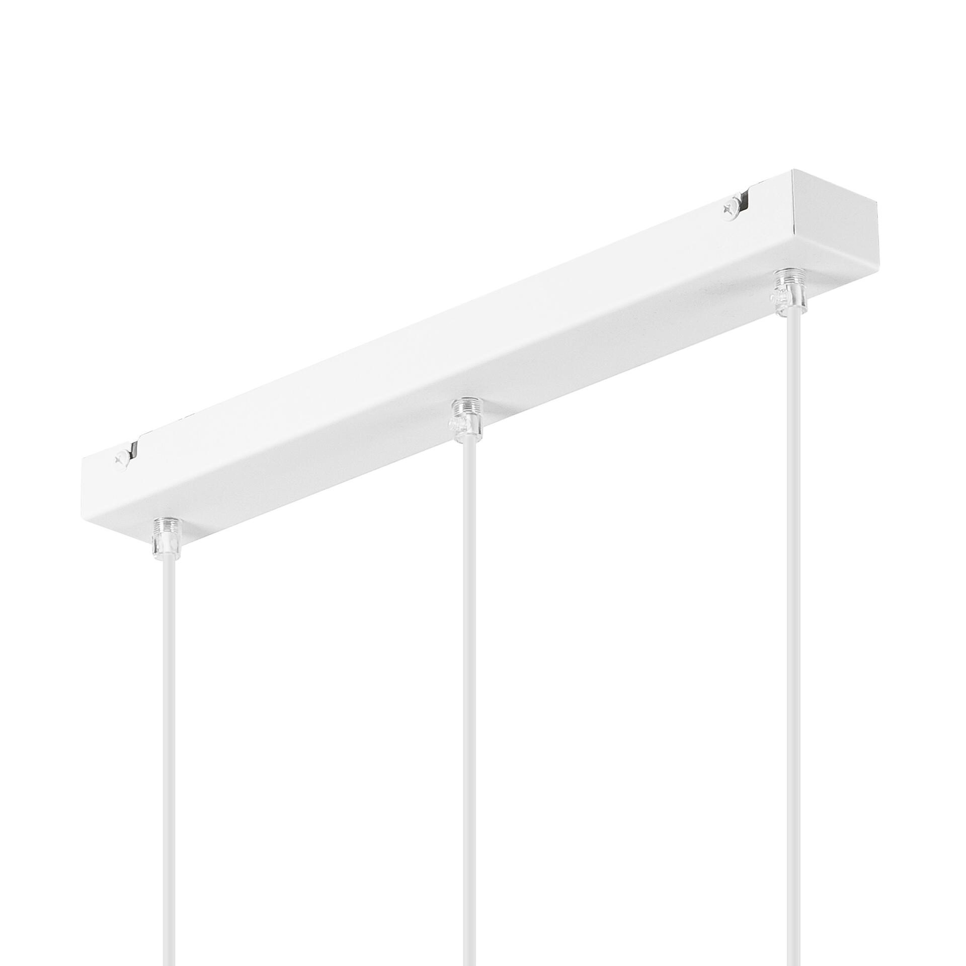 Lamkur Hängeleuchte weiß Eiche Stahl Holz B/H/L: ca. 15,5x92x45 cm E27 3 Brennstellen