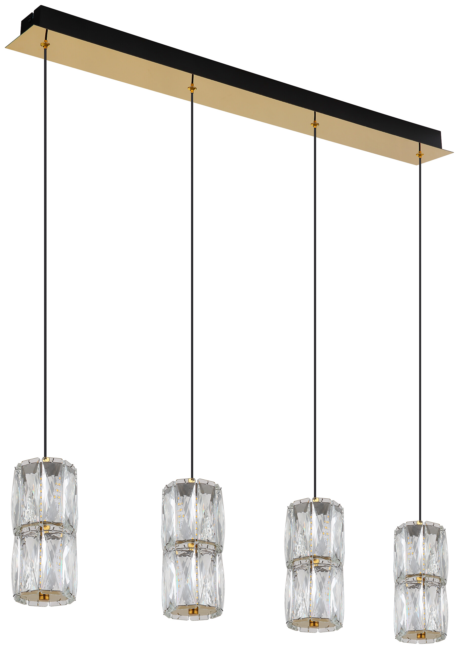 GLOBO Pendelleuchte mattschwarz gold klar Glas Metall B/H/T/L: ca. 9,5x150x84,5x84,5 cm 1.0 Brennstellen