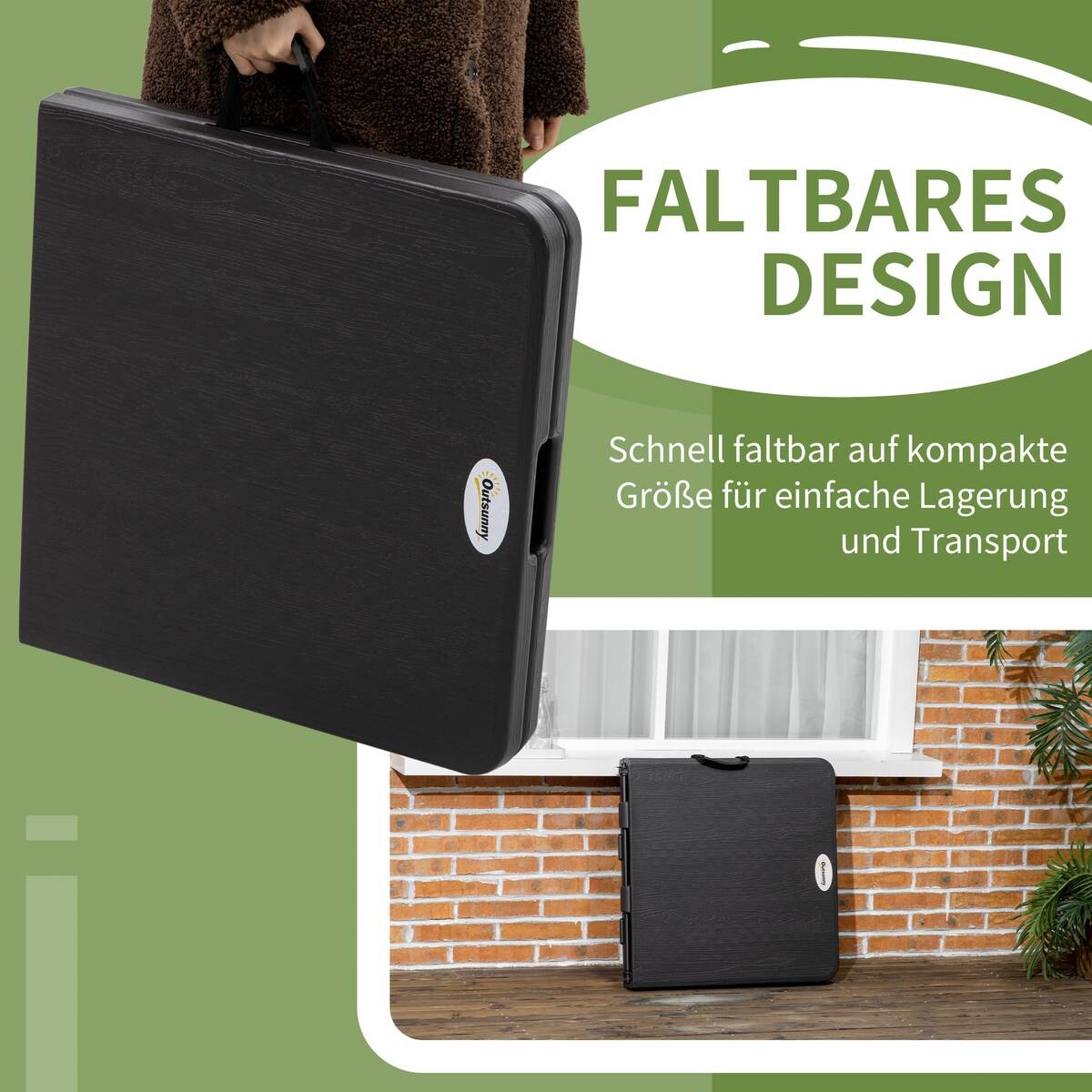 Outsunny Gartentisch dunkelgrau Stahl B/H/L: ca. 60x74x118 cm