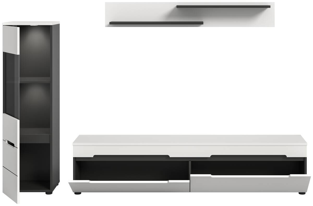 Wohnwand Canu basaltgrau weiß B/H/T: ca. 221x141x33 cm