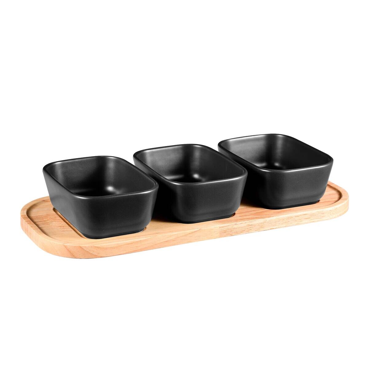 BERGNER Untertassenformen CHARCOAL schwarz Holz B/H/L: ca. 16x7,5x35 cm