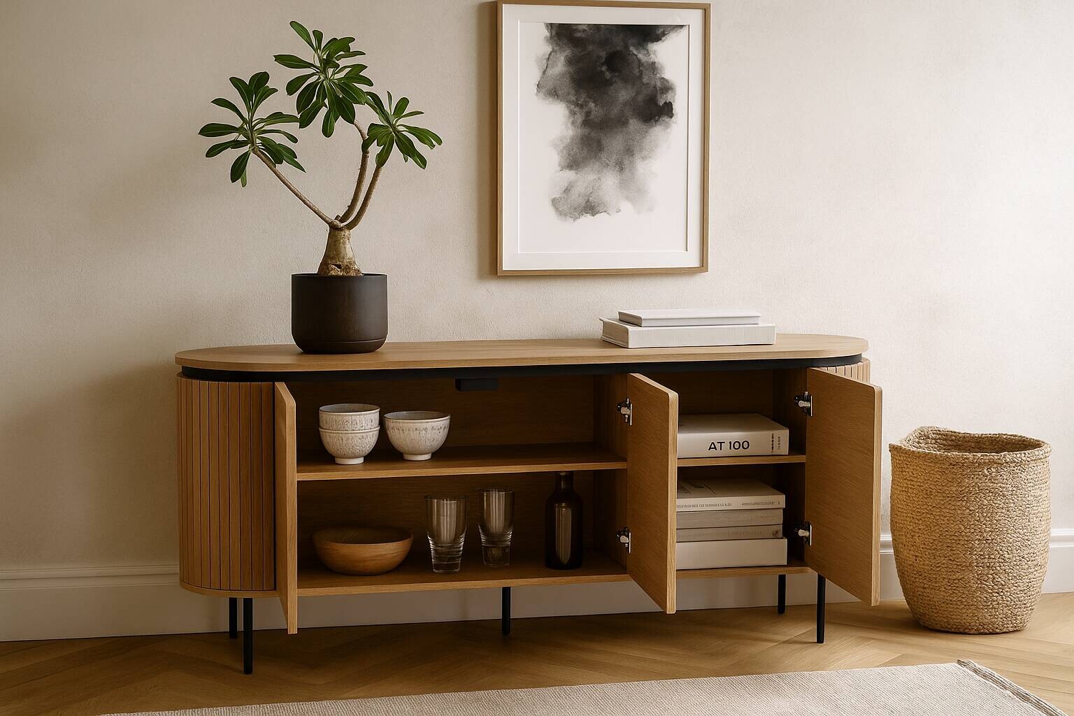 Kommode ALBERI Eiche Sonoma Nachbildung B/H/T: ca. 160x76x40 cm