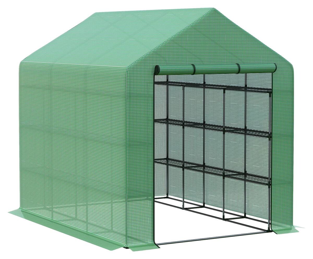 Outsunny Foliengewächshäus mit Regalböden B/H/L: ca. 180x210x244 cm