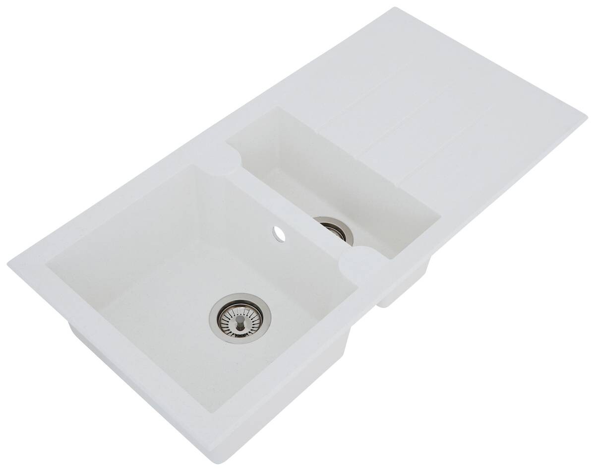 Respekta Einbauspüle Alineo 100 x 50 W weiß Quarzolite B/H/T: ca. 100x21x50 cm