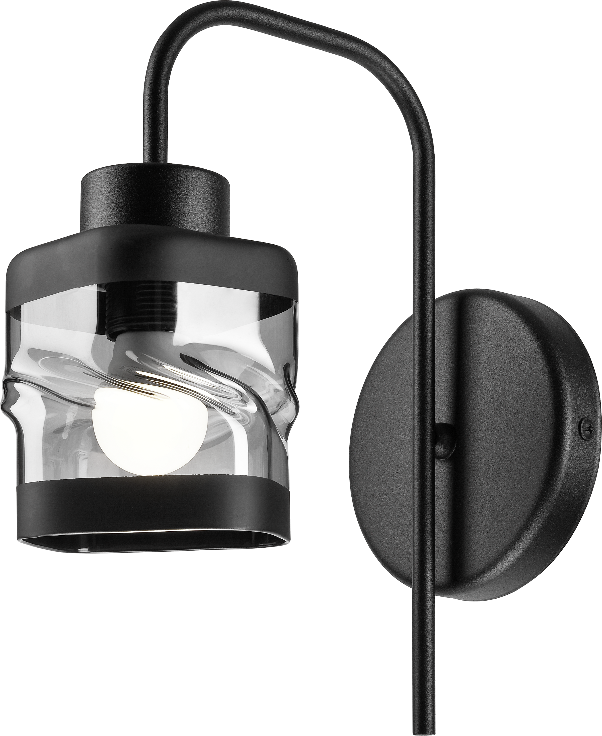 Lamkur Wandleuchte schwarz Glas Stahl B/H/L: ca. 20x20x30 cm E27 1 Brennstellen