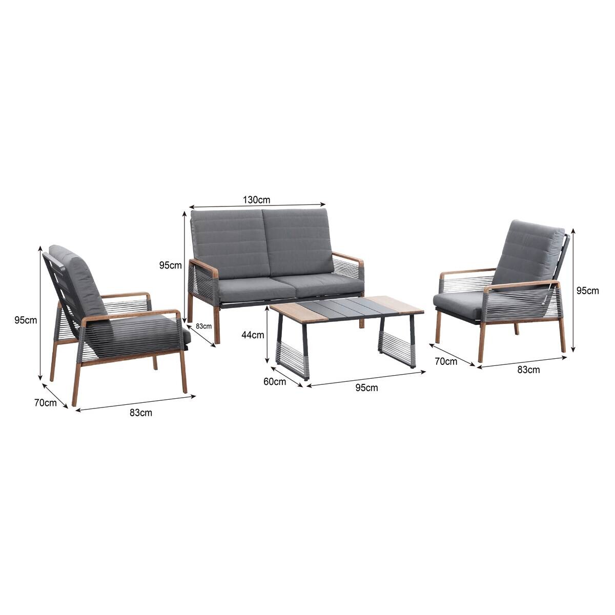 POCOline Gartensitzgruppe dunkelgrau Stahlrohr