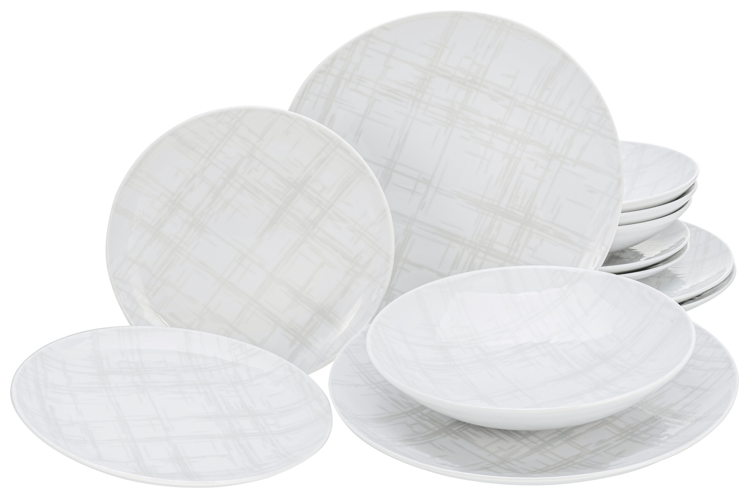 CreaTable Tafelservice Home Shabby Chic weiß Porzellan 12 tlg.