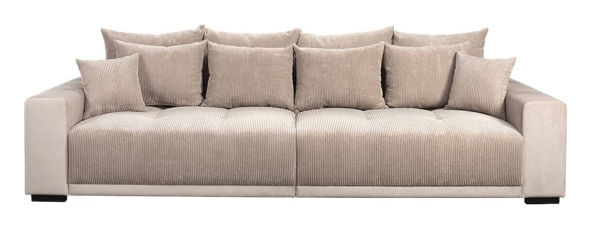 Big Sofa Xantia new 1 beige Velourstoff B/H/T: ca. 318x94x120 cm
