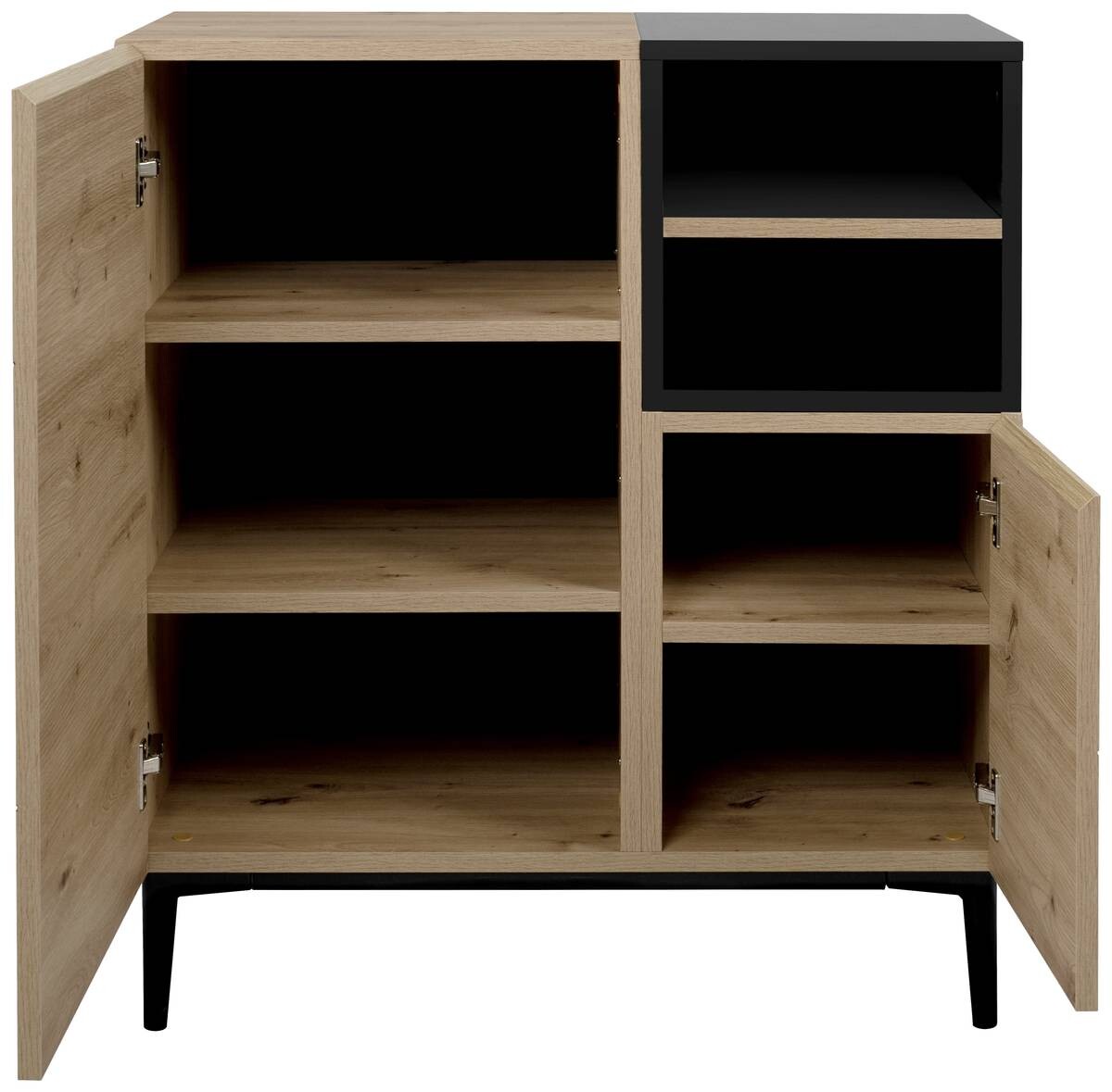 Kommode Nola Eiche Artisan Nachbildung schwarz B/H/T: ca. 80x90x42 cm