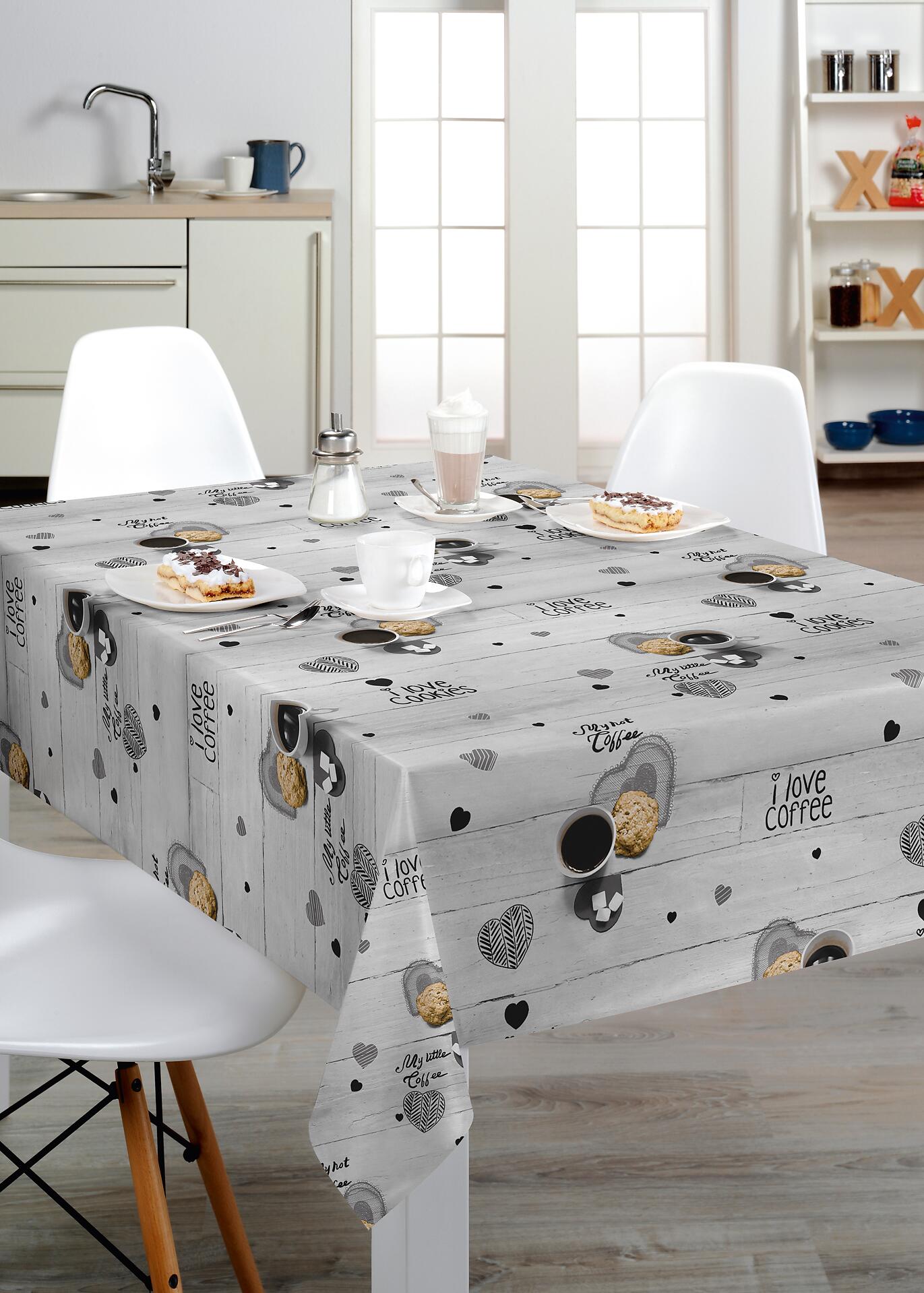 Abwaschbarer Tischbelag Kaffee grau B: ca. 140 cm