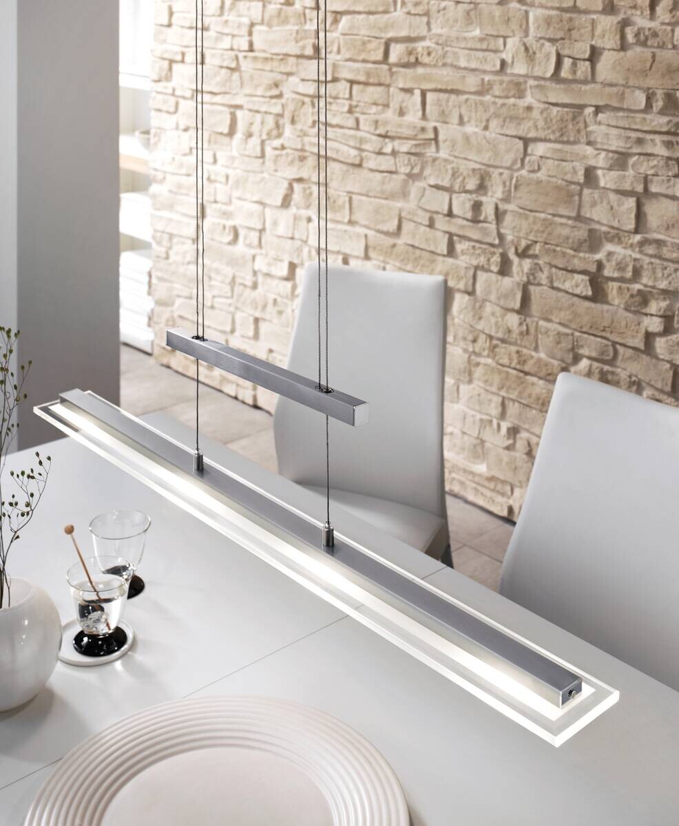 Fischer & Honsel LED-Pendelleuchte 211224 nickel matt Chrom Glas Metall B/H/T: ca. 88x150x9 cm 4.0 Brennstellen