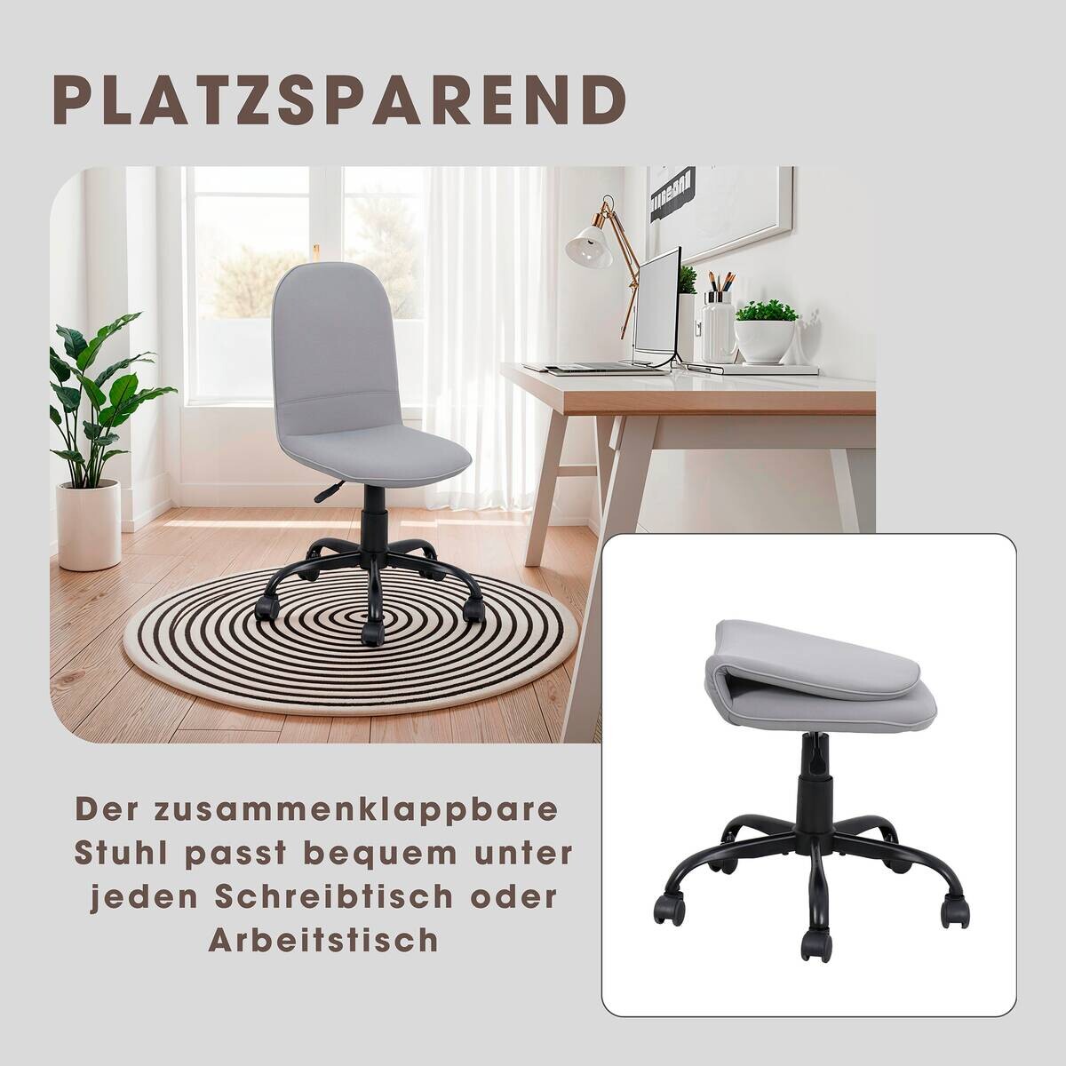 Drehstuhl TROLLY schwarz grau Metall Stoff