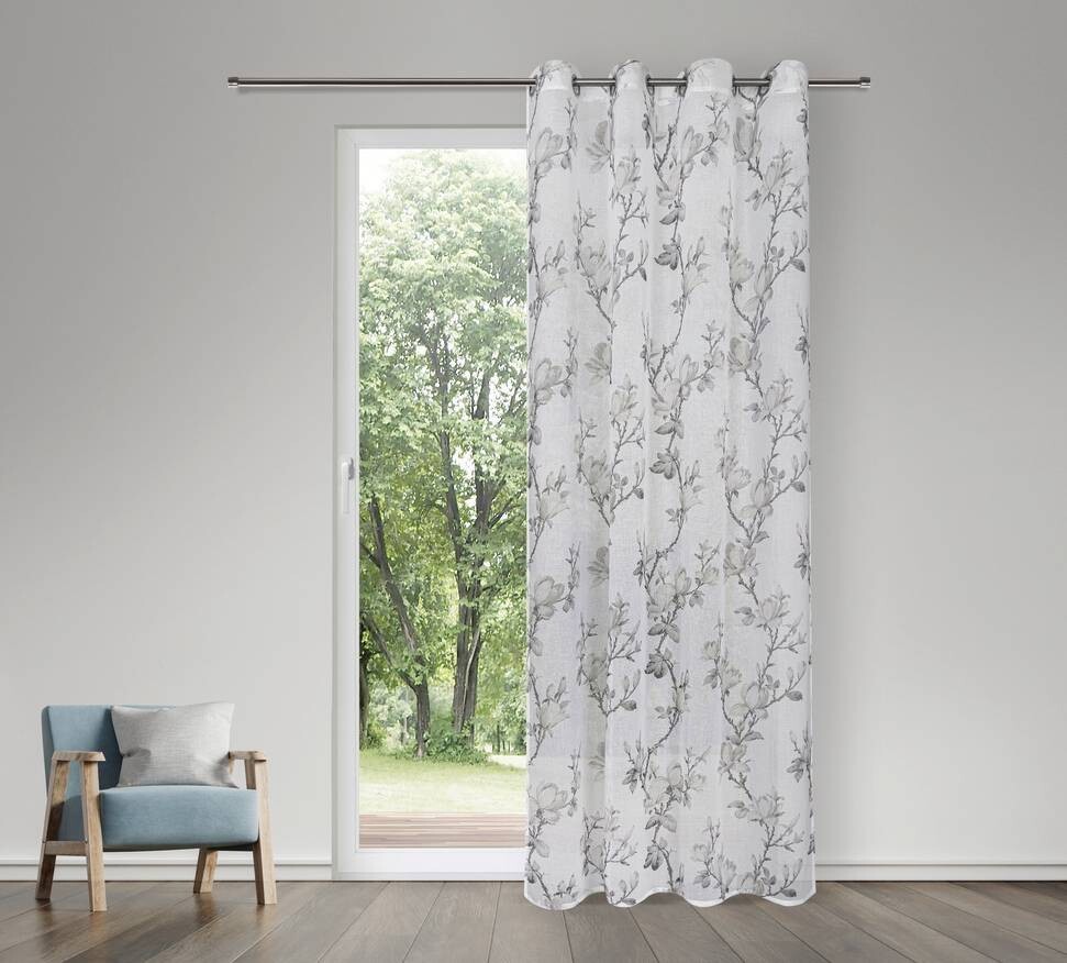 Happy Home Ösenschal Blume weiß B/L: ca. 140x245 cm