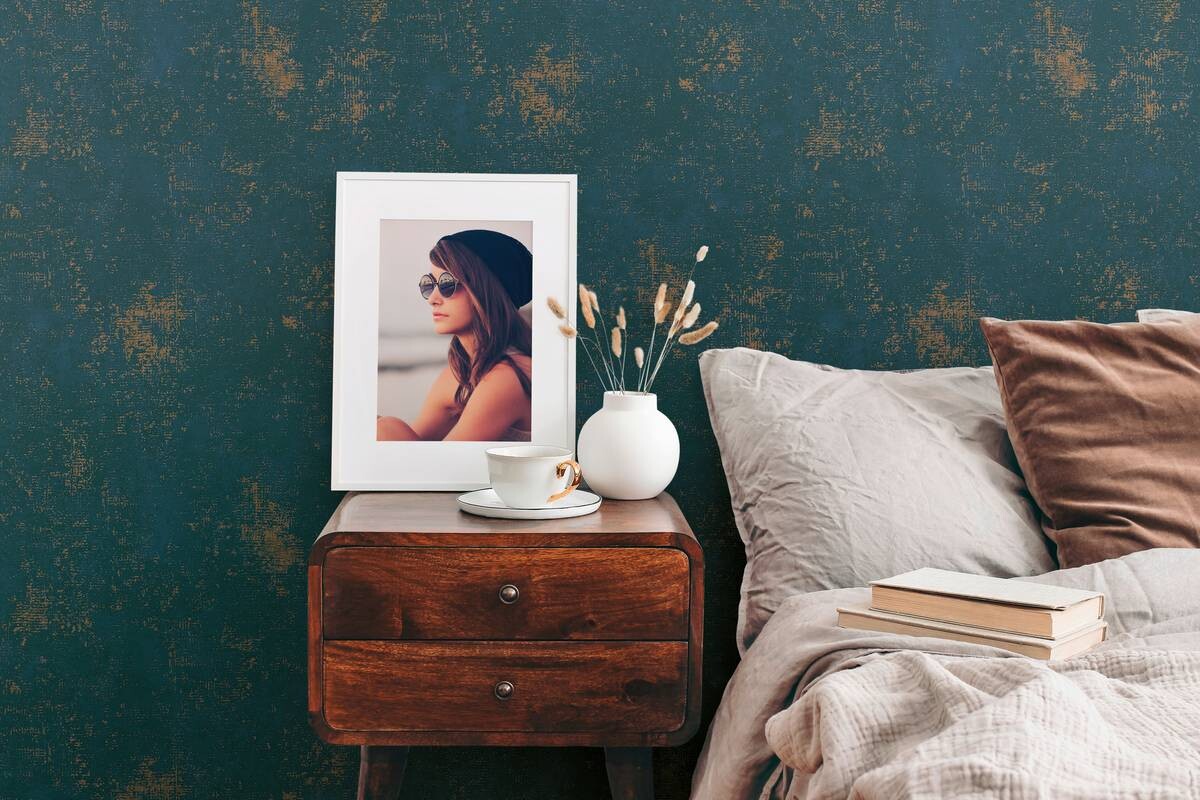 Vliestapete Struktur petrol B/L: ca. 53x1005 cm