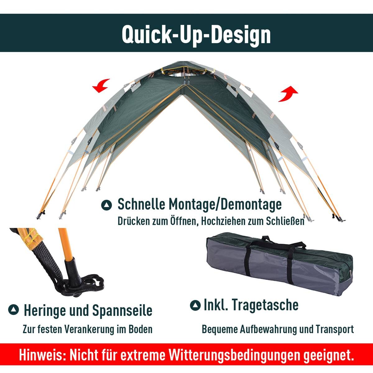 Outsunny Quick-Up-Zelt dunkelgrün Polyester-Mischgewebe B/H/L: ca. 210x140x210 cm