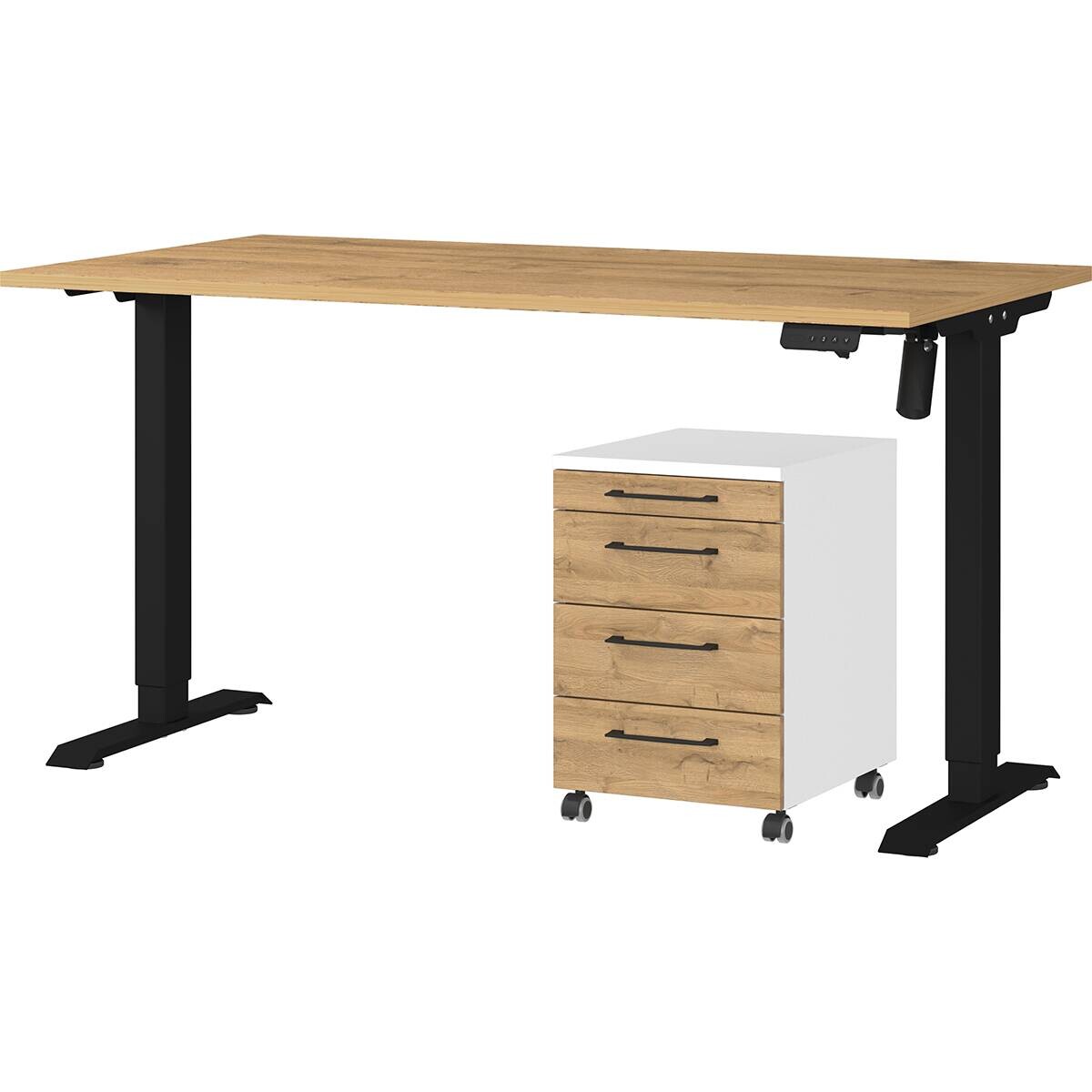 Büro-Sets 9749-559 Eiche Grand-Son Nachbildung weiß schwarz B/H/T: ca. 197x119x80 cm Büro-Sets 9749-559 Eiche Grand-Son Nachbildung weiß schwarz B/H/T: ca. 197x119x80 cm