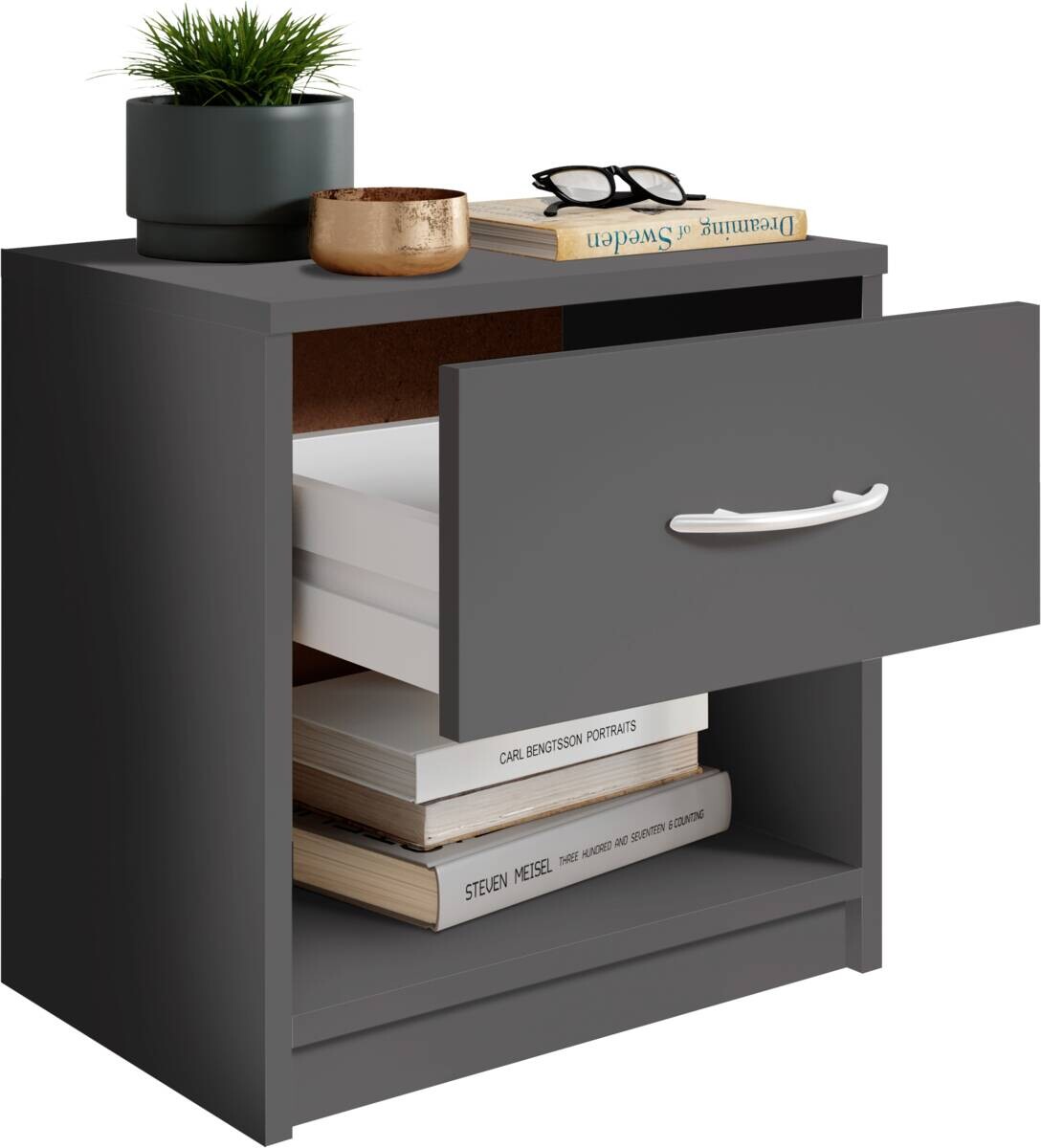 Nachtkonsole Pepe Graphit B/H/T: ca. 39x41x28 cm