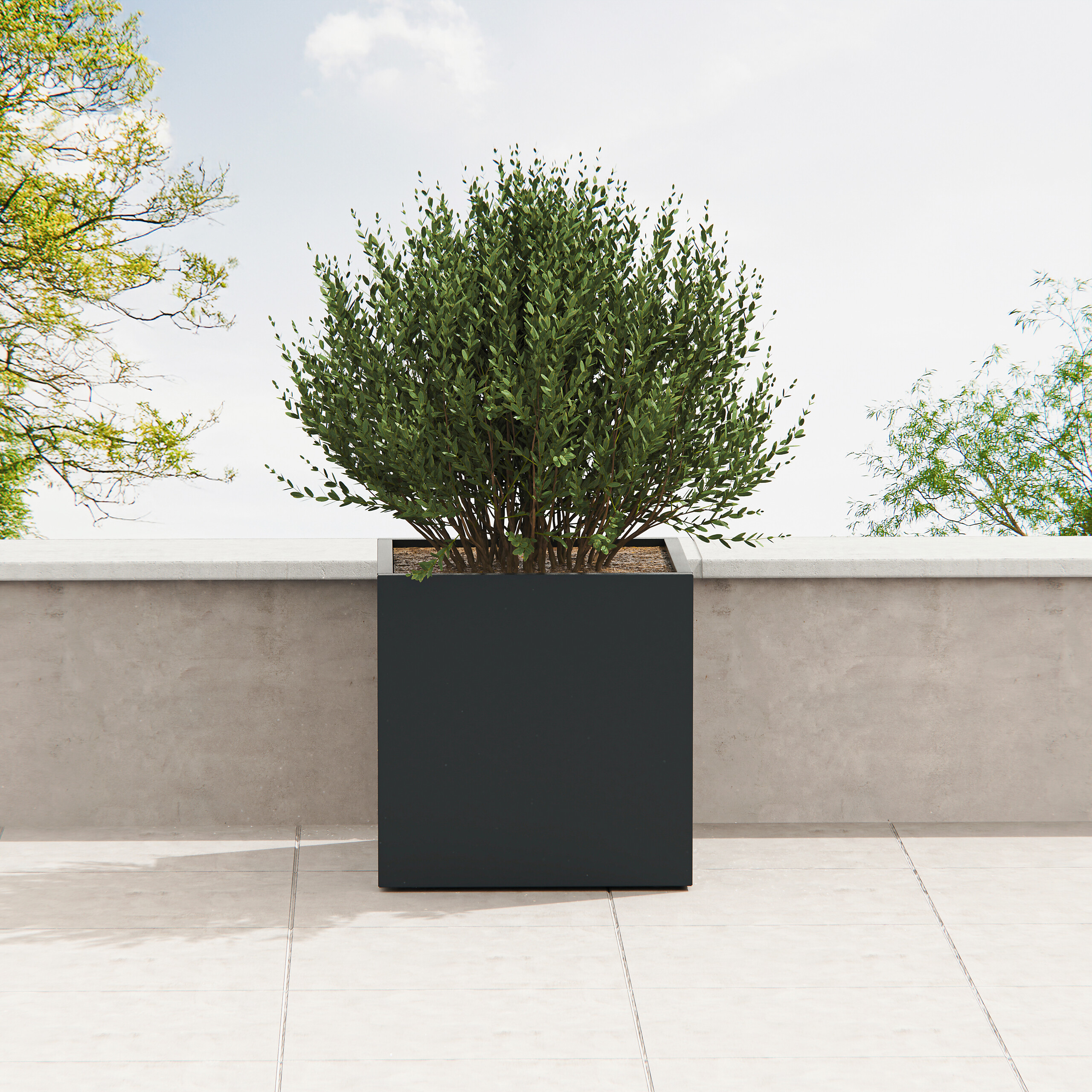 Herstera Garden Pflanzkübel Cube anthrazit Metall B/H/L: ca. 80x80x80 cm