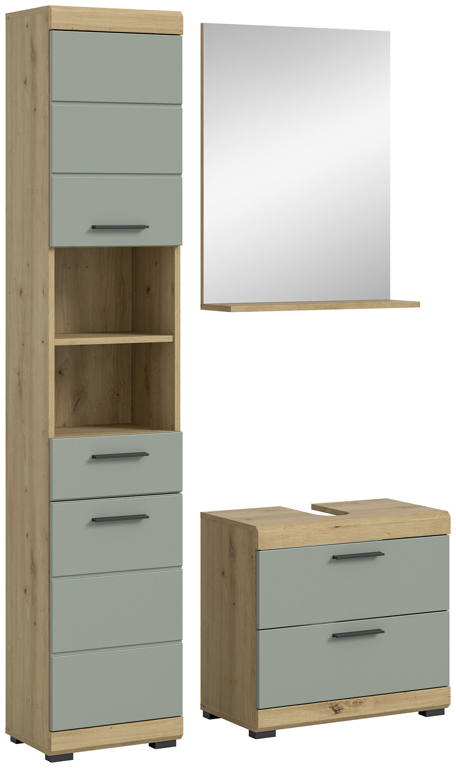 Badezimmer-Set Scout Eiche Artisan Nachbildung salbei Nachbildung B/H/T: ca. 112x191x37 cm