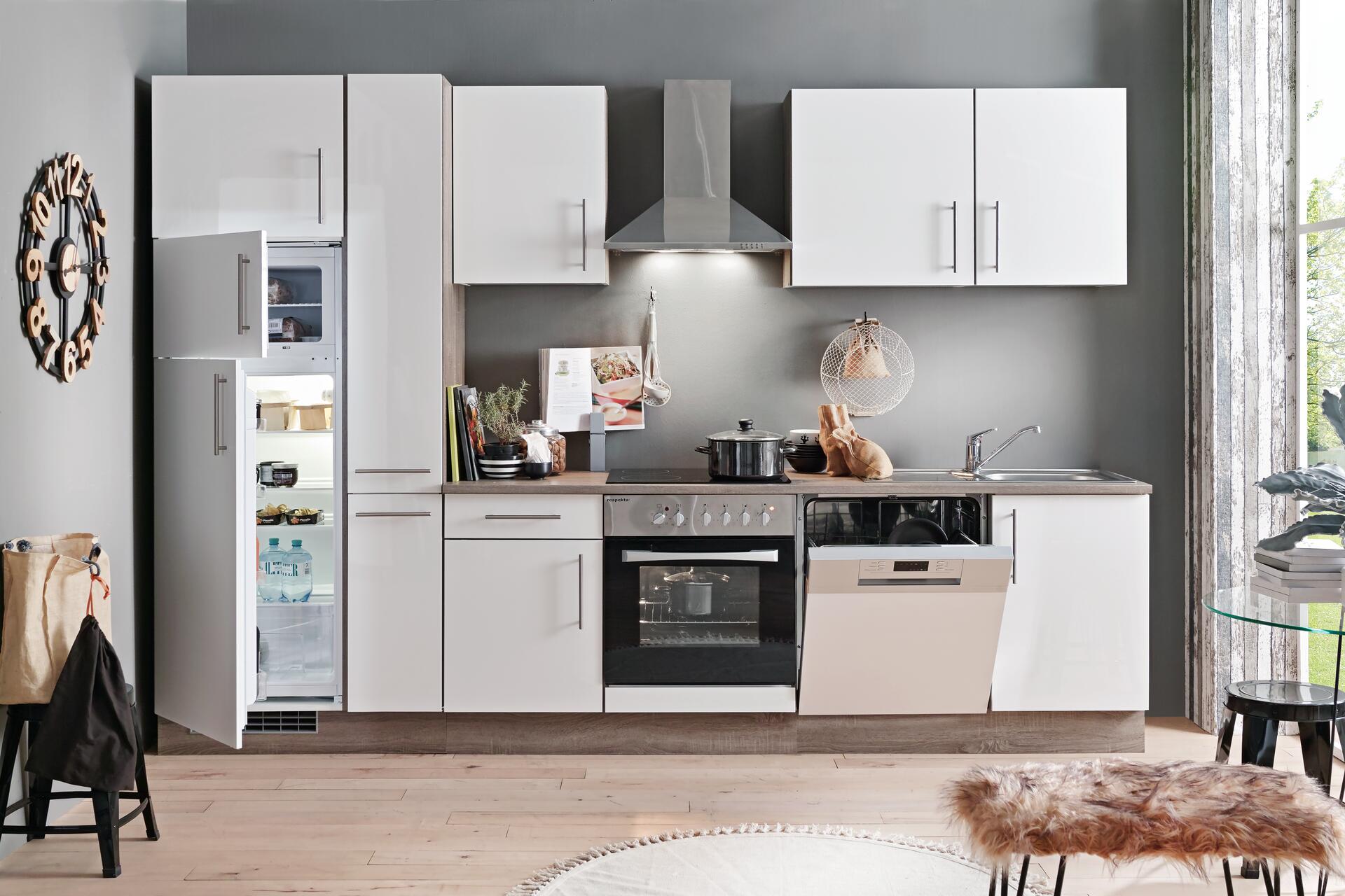 Küchenblock Judith weiß Lack Hochglanz B/H/T: ca. 280x212x60 cm