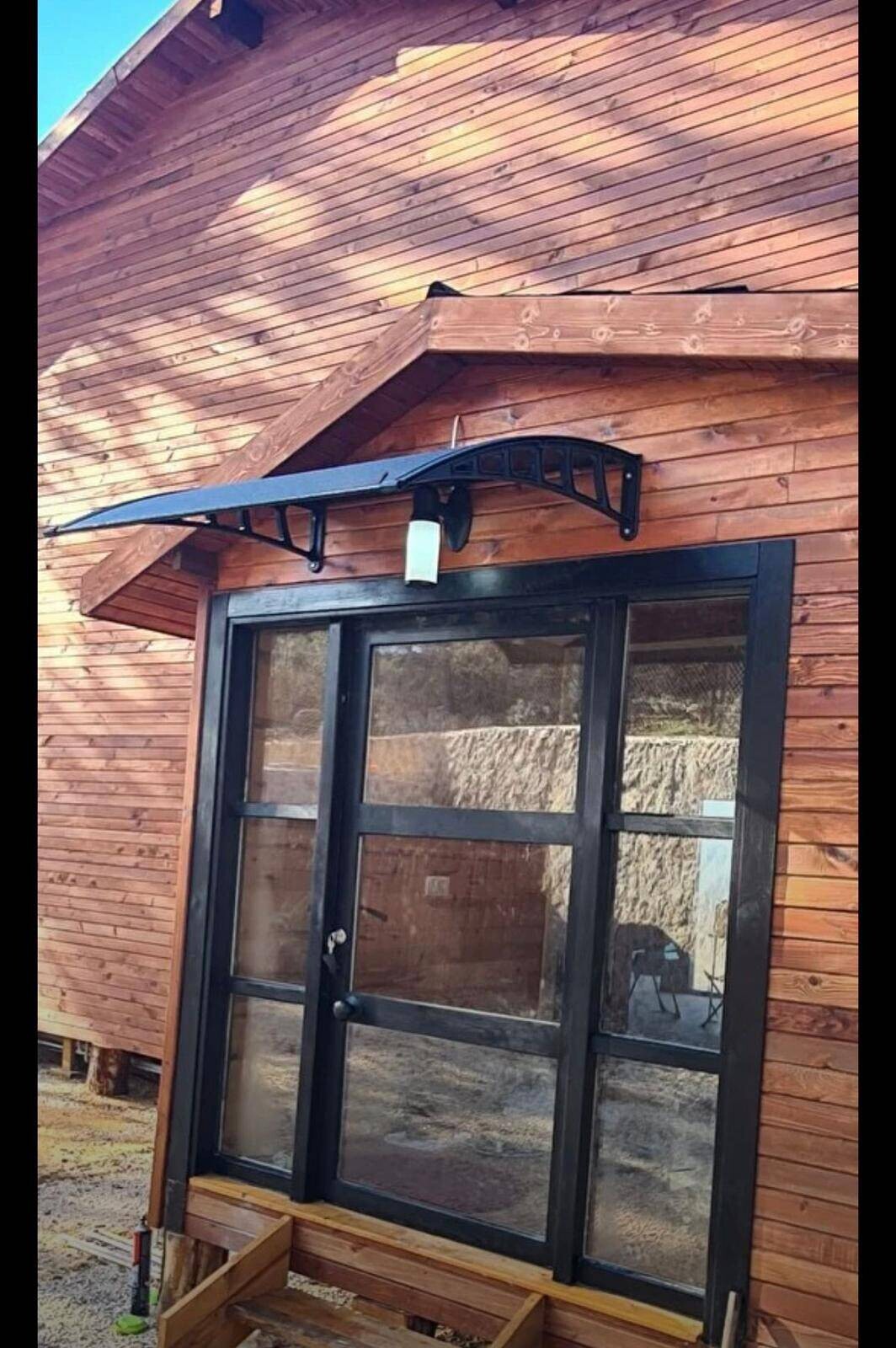 Brosplast Vordach schwarz B/H/L: ca. 120x23x105 cm