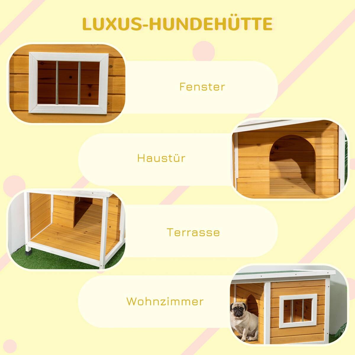 PawHut Hundehütte orange Holz B/H/L: ca. 62x60x85,5 cm