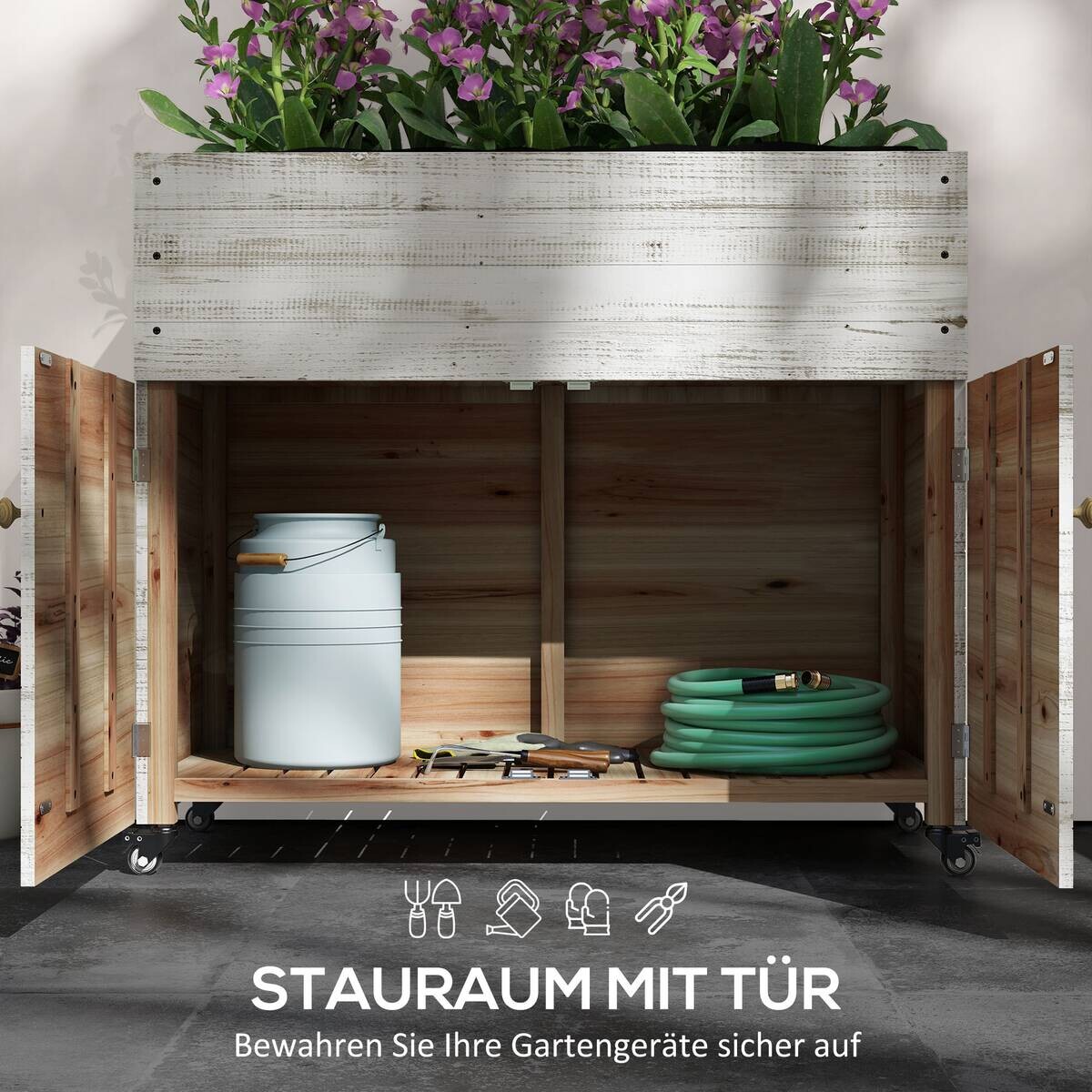 Outsunny Hochbeet weiß Holz B/H/L: ca. 50x110x95 cm